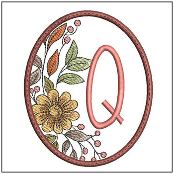 Fall Floral ABCs Coaster - Q - Embroidery Designs