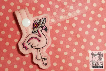 Pink Flamingo Key Chain - Embroidery Designs & Patterns