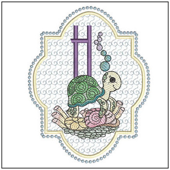 Turtle On Shells ABCs - H - Embroidery Designs