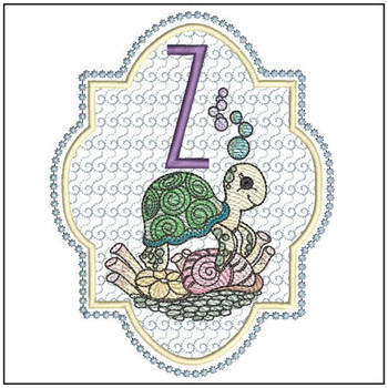 Turtle On Shells ABCs - Z - Embroidery Designs