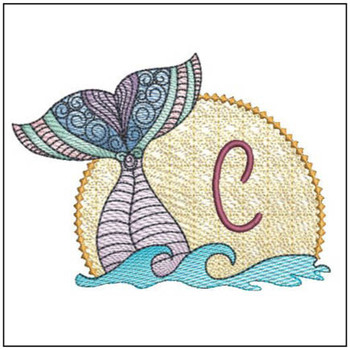 Mermaid ABC's - C - Machine Embroidery Design