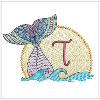 Mermaid ABC's - T - Machine Embroidery Design