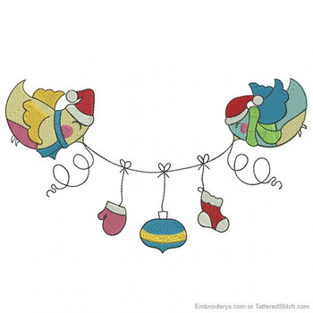 Jolly Christmas Finches - Embroidery Designs