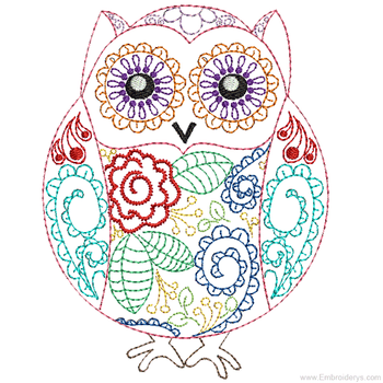 Wise Old Whimsical Owl - Embroidery Designs