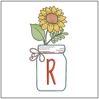 Sunflower Mason Jar ABCs - R - Embroidery Designs
