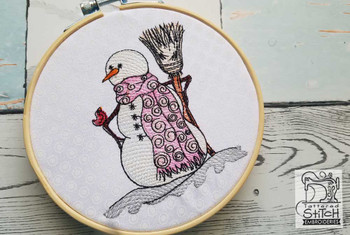 Snowman with Broomstick - Embroidery Designs