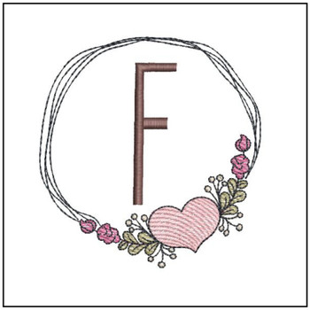 Heart Stain  ABCs -F- Fits a 4x4" Hoop - Machine Embroidery Designs