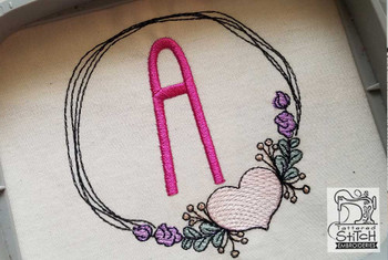 Heart Stain  ABCs -G- Fits a 4x4" Hoop - Machine Embroidery Designs