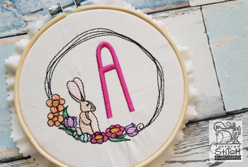 Bunny Wreath ABCs - A - Embroidery Designs