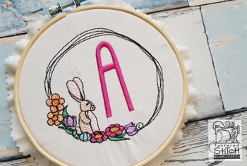 Bunny Wreath ABCs - O - Embroidery Designs