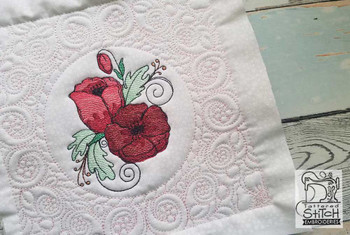 Poppies Cluster Quilt Block - Embroidery Designs & Patterns