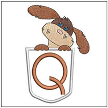 Puppy Luv Applique ABCs - Q - Fits a 5x7" Hoop - Embroidery Designs