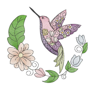 Hummingbird Laurel - Machine Embroidery Designs