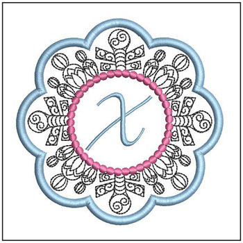 Snowflake Coaster ABCs - X - Fits a   4x4" Hoop - Machine Embroidery Designs