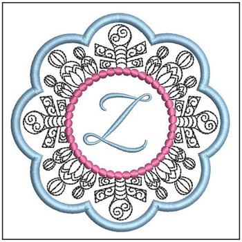 Snowflake Coaster ABCs - Z - Fits a   4x4" Hoop - Machine Embroidery Designs
