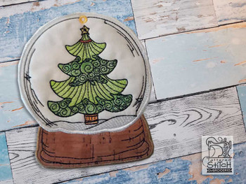 Evergreen Snow Globe Ornament - In the Hoop - Fits a 5x7" Hoop - Machine Embroidery Designs