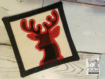Deer Applique Coaster - Fits a 5x7" Hoop - Machine Embroidery Designs