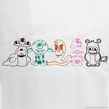 Monster Crew Border - Embroidery Designs