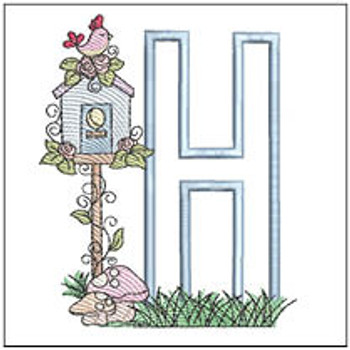 Birdhouse Applique ABCs - H - Fits a 5x7" Hoop - Machine Embroidery Designs