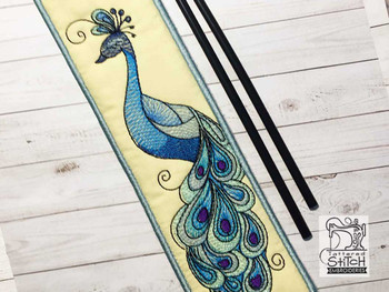 Peacock Emery Board & Straw Holder-Machine Embroidery Design