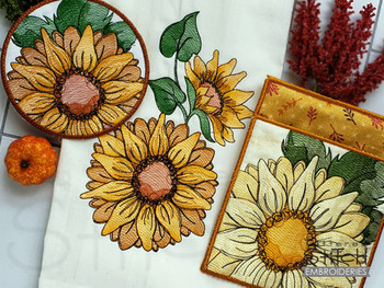Sunflower Bundle   - Instant Downloadable Machine Embroidery - Light Fill Stitch
