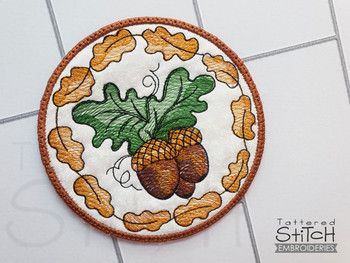 Acorns Coaster - Machine Embroidery Designs