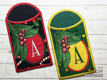Holly Branch Gift Card ABCs Holder - S - Machine Embroidery
