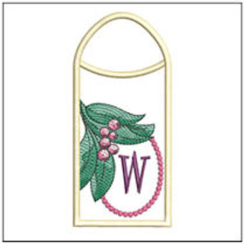 Holly Branch Gift Card ABCs Holder -  W - Machine Embroidery