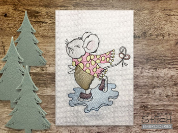 Skating Mouse - Instant Downloadable Machine Embroidery - Light Fill Stitch