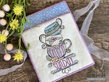 Teacups Sunday  Pot Holder - Embroidery Designs