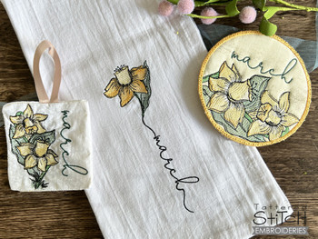 March Daffodils - Birth Month Flowers - Machine Embroidery