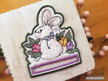 Tulips Bunny Towel Topper - Machine Embroidery