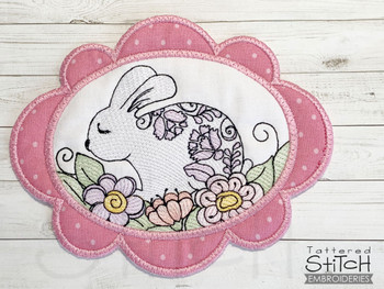 Bunny Coaster - Machine Embroidery