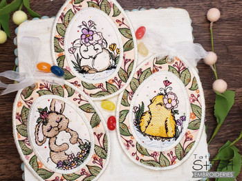 Bunny Ornament/Coaster - Machine Embroidery