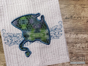 Stingray Applique - Fits a 5x7, 6x10, and 8x12" Hoop - Embroidery Designs