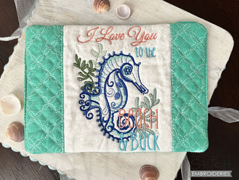 Love you to the beach and back-Coaster/Trivet - Machine Embroidery Designs & Patterns