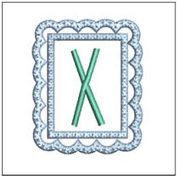 Scalloped ABCs Charm X - Fits a 4x4" Hoop Embroidery Designs