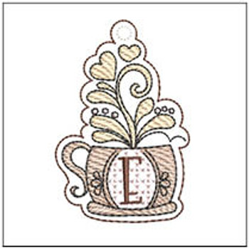 Coffee ABCs Charm - E - Fits a 4x4" Hoop Embroidery Designs