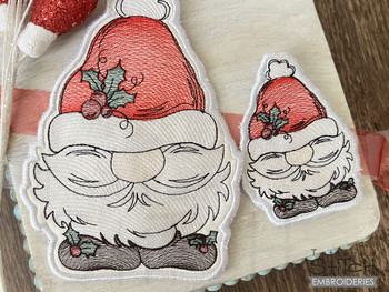 Santa Gnome Ornament & Silverware Holder - Machine Embroidery Designs & Patterns