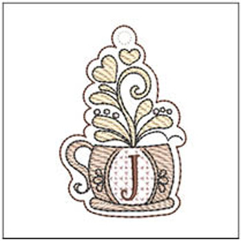 Coffee ABCs Charm - J - Fits a 4x4" Hoop Embroidery Designs