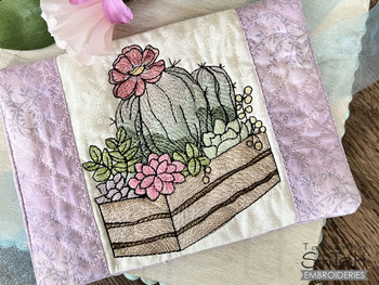 Succulents 3 Coaster/Trivet  - Embroidery Designs & Patterns