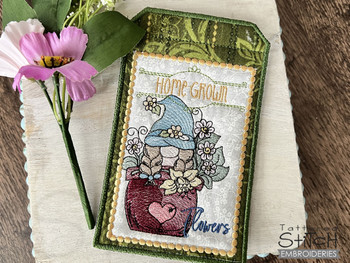 Potted Flowers Gnome Seed Packet - Machine Embroidery Designs
