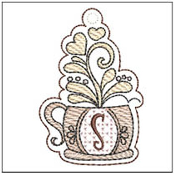 Coffee ABCs Charm - S - Fits a 4x4" Hoop Embroidery Designs