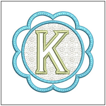 Scalloped Monogram ABCs K - Fits a 4x4" Hoop Embroidery Designs