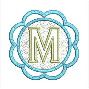  Scalloped Monogram ABCs M - Fits a 4x4" Hoop Embroidery Designs