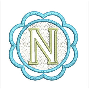 Scalloped Monogram ABCs N - Fits a 4x4" Hoop Embroidery Designs