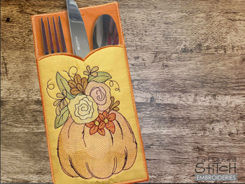 Floral Pumpkin Silverware Place Setter  - Embroidery Designs & Patterns