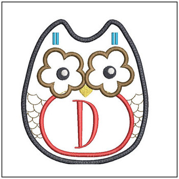 Owl Banner ABCs -D- Fits a 5x7" Hoop Embroidery Designs