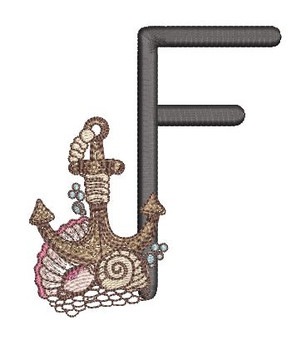 Nautical Font - Anchor F - Embroidery Design