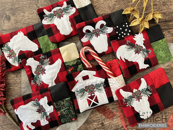 Merry Farm Goat Pocket Coaster / Trivet  - Embroidery Designs